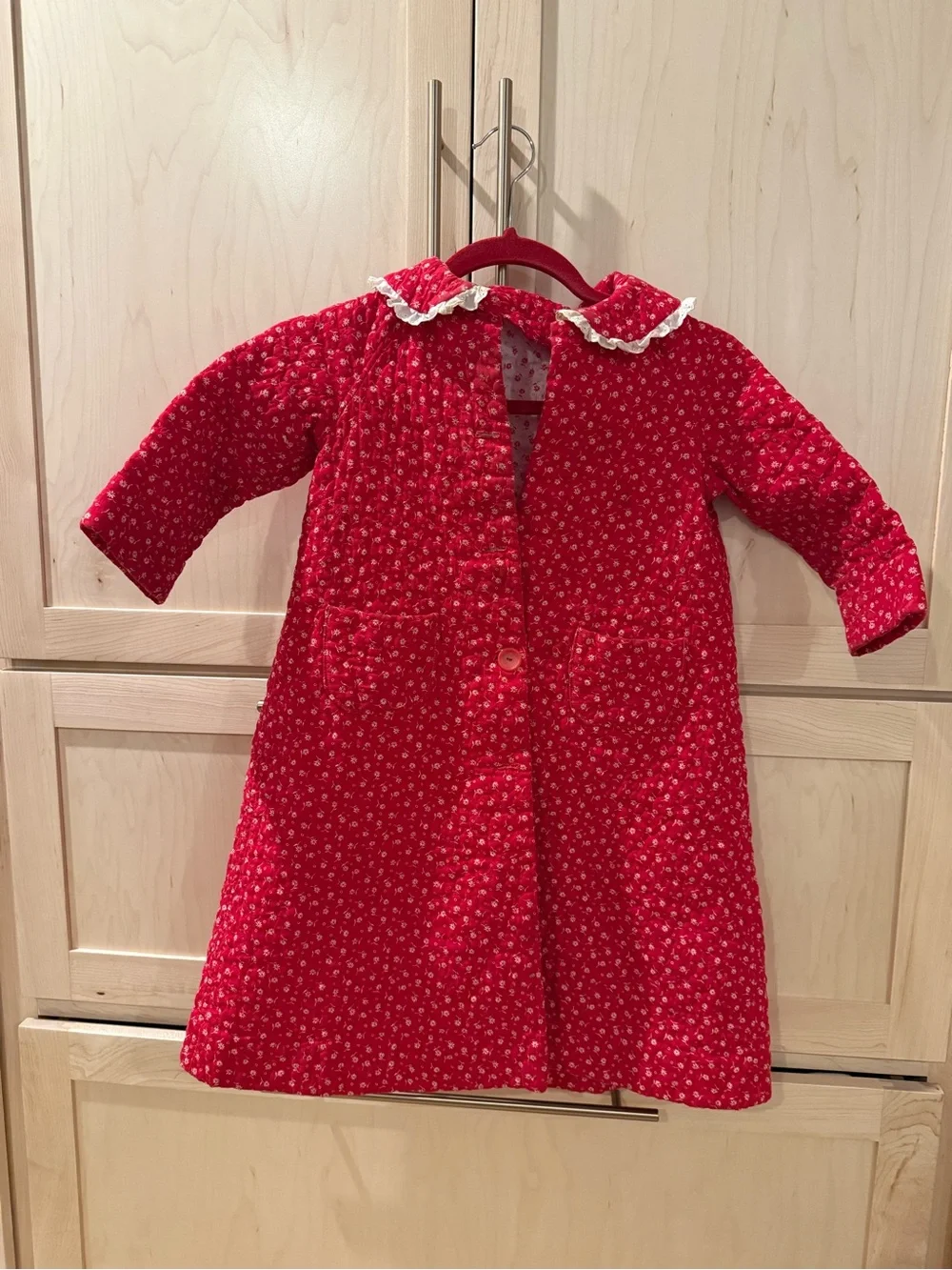 2 Vintage 1970s bathrobes, Set of 2, Handmade, girls size 4-6. Blue and red